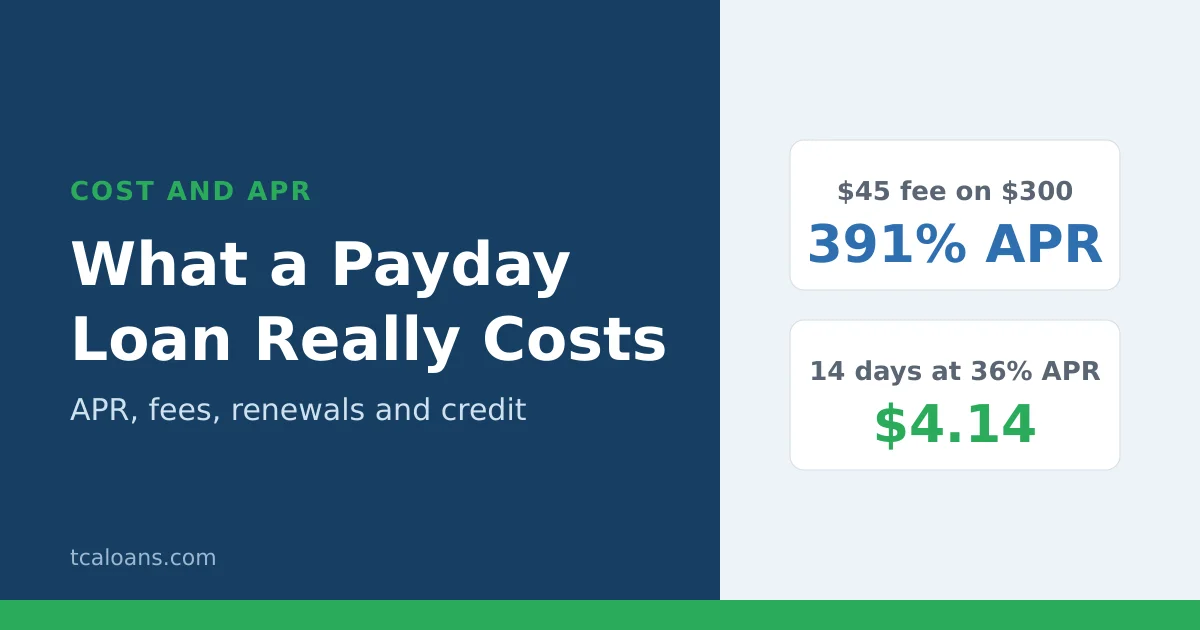 What a Payday Loan Really Costs: a $45 fee on $300 is 391% APR